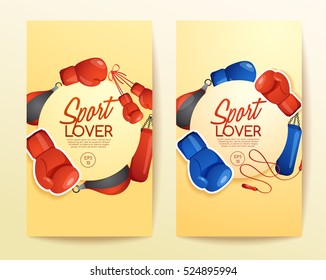 Sport Lover : Sport Equipment Elements : Vertical Banner Template: Vector Illustration
