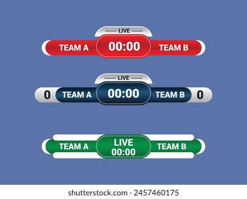 Sport Lower Thirds Template for Scoreboard Broadcast. Set lower thirds for banner Bars.