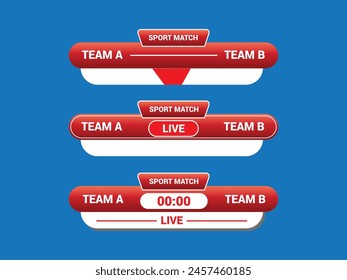 Sport Lower Thirds Template for Scoreboard Broadcast. Set lower thirds for banner Bars.