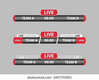 Sport Lower Thirds Template for Scoreboard Broadcast. Set lower thirds for banner Bars.