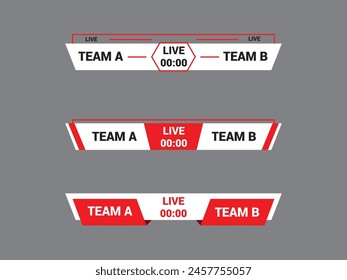 Sport Lower Thirds Template for Scoreboard Broadcast. Set lower thirds for banner Bars.