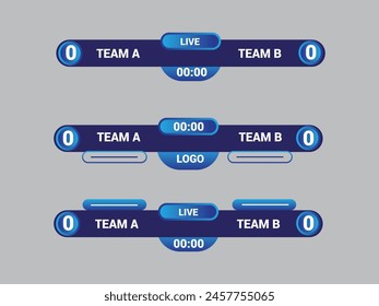 Sport Lower Thirds Template for Scoreboard Broadcast. Set lower thirds for banner Bars.