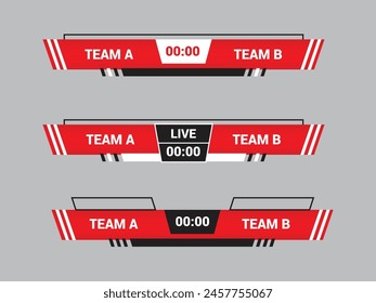 Sport Lower Thirds Template for Scoreboard Broadcast. Set lower thirds for banner Bars.