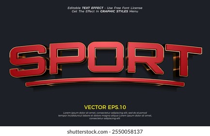 Efecto de texto 3D de lujo deportivo editable con estilo de oro cromado