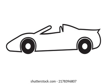 Sport and luxury car, outline graphic design illustration drawing. Fast and performance vehicle contour drawing symbol. Cabriolet and expensive automobile silhouette icon. 