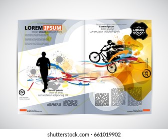 Sport magazine layout, easy editable vector