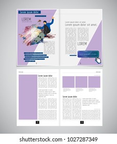 Sport magazine layout with skateboarder trick 