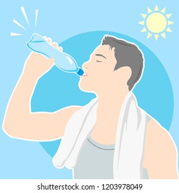 Sport Man Drinks Water