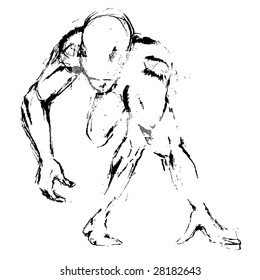 sport man falling hand drawing abstract