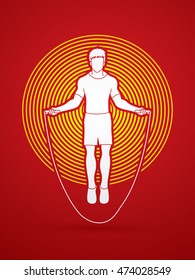 Sport man jumping rope designed on circle light background graphic vector.