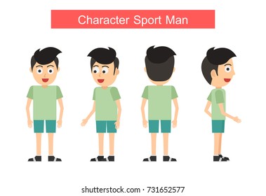 Sport Man. Objects isolated on a white background. Flat cartoon illustration. office characters set.