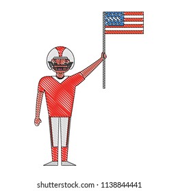sport man player american football holding american flag labor day