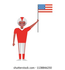 sport man player american football holding american flag labor day