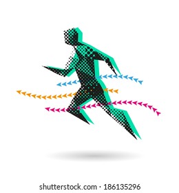 Sport man running abstract isolated on a white background