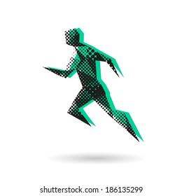 Sport man running abstract isolated on a white background, vector illustration