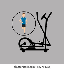 sport man running elliptical trainer vector illustration eps 10