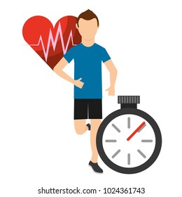 sport man running monitoring heart stopwatch