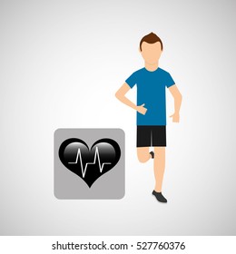 sport man running monitoring heart vector illustration eps 10