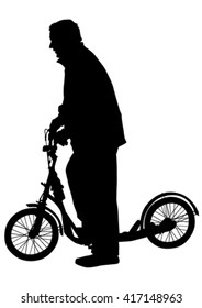 Sport man with scooter on white background