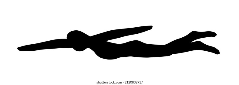 Sport man swimmer vector silhouette illustration isolated on white background. Man swimming crawl in water. Athlete figure symbol swim person.