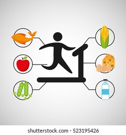 sport man walking machine nutrition health vector illustration eps 10