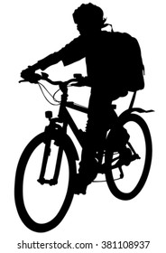 Sport man whit bike on white background