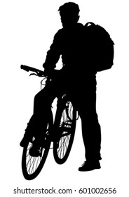 Sport man whit bike on white background