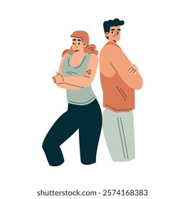Sport with Man and Woman Character Standing Engaged in Physical Activity Vector Illustration