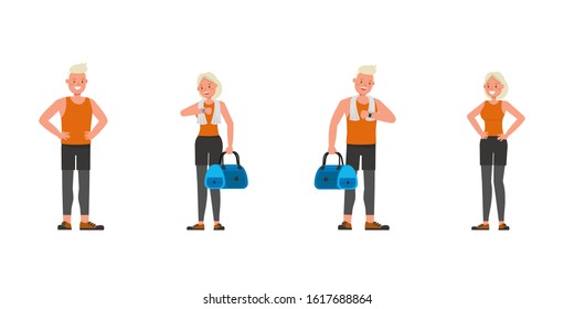 Sport man and woman character vector design. Presentation in various action. no7