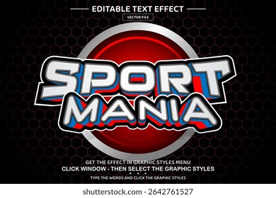 Sport mania 3D editable text effect template