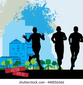 Sport, marathon runners illustration