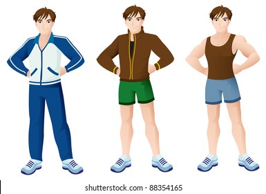 Sport Mascot Male Standing Set