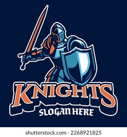 Sport Mascot Style of Brave Knight Warrior