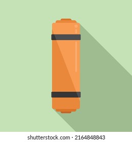Sport mat icon flat vector. Yoga carpet. View top