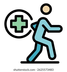 Sport medical help icon. Outline sport medical help vector icon color flat isolated
