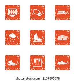 Sport medicine icons set. Grunge set of 9 sport medicine vector icons for web isolated on white background