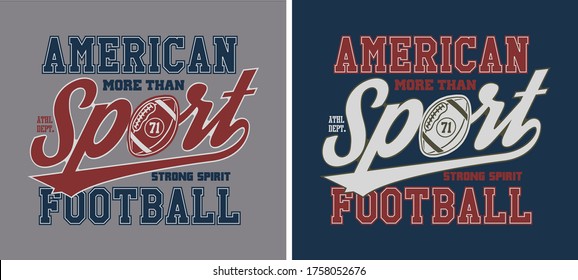 Sport in the middle, American at the top and football at the bottom with lettering in two color for boys t shirt printing