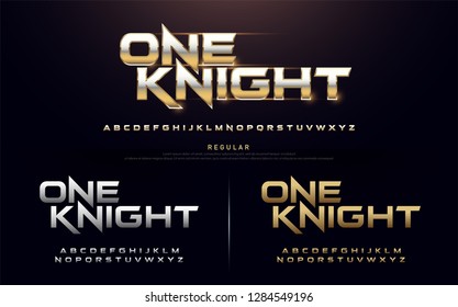 Sport Modern Alphabet Fonts. Technology Typography Regular Font Uppercase Silver And Gold Color. Vector Illustration