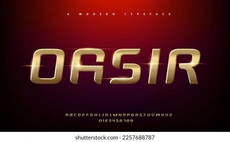 Sport Modern Alphabet Gold Font. Typography 3D urban style