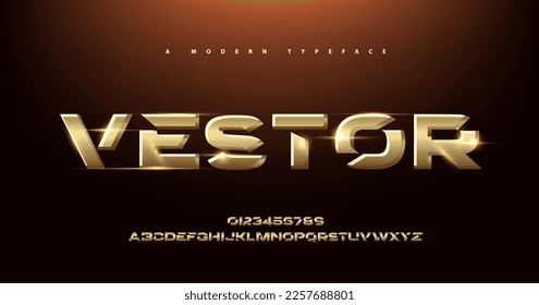 Sport Modern Alphabet Gold Font. Typography 3D urban style