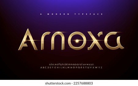 Sport Modern Alphabet Gold Font. Typography 3D urban style