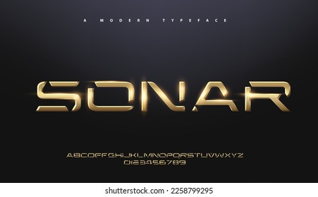 Sport Modern Alphabet Gold Font. Typography 3D urban style