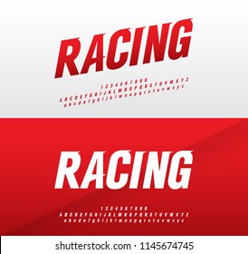 Sport Modern Alphabet And Number Fonts. Racing Typography Italic Font Uppercase And Lowercase. Vector Illustrator