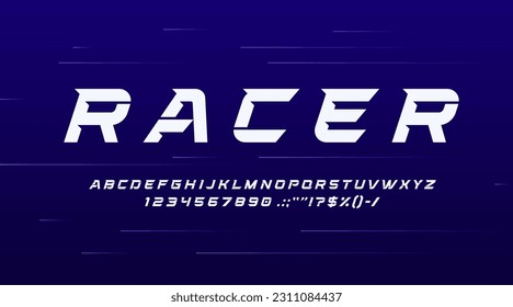 Sport modern font, strong bold type, futuristic typeface alphabet. Vector abc features sharp, angular lines and a streamlined aesthetic that is perfect for sports-related designs, headlines and titles