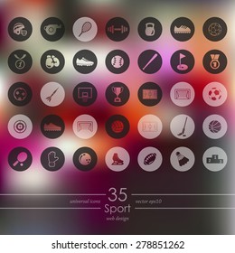 sport modern icons for mobile interface on blurred background