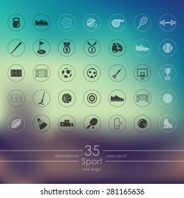 sport modern icons for mobile interface on blurred background