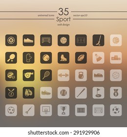 sport modern icons for mobile interface on blurred background
