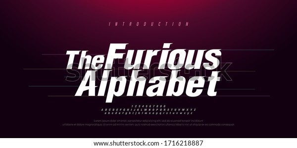 Sport Modern Italic Alphabet Font.\
Typography fast and furious style fonts for movie technology,\
sport, motorcycle, racing logo design. vector\
illustration