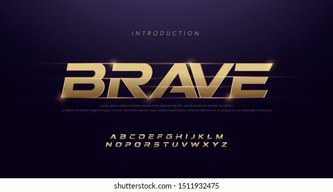 Sport Modern Italic Alphabet Gold Font  Typography 3D stainless hairline golden fonts for technology  digital  movie  sport logo design  vector illustration