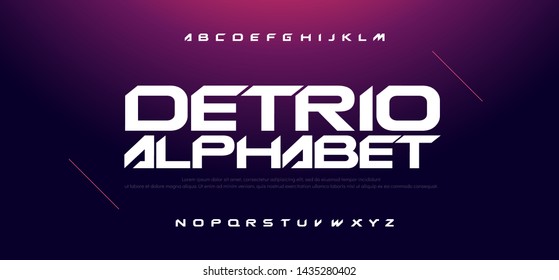 Sport Modern Technology Alphabet Font. Typography Fonts For Movie Technology, Sport, Game, Motorcycle, Racing Logo Design. Vector Illustration